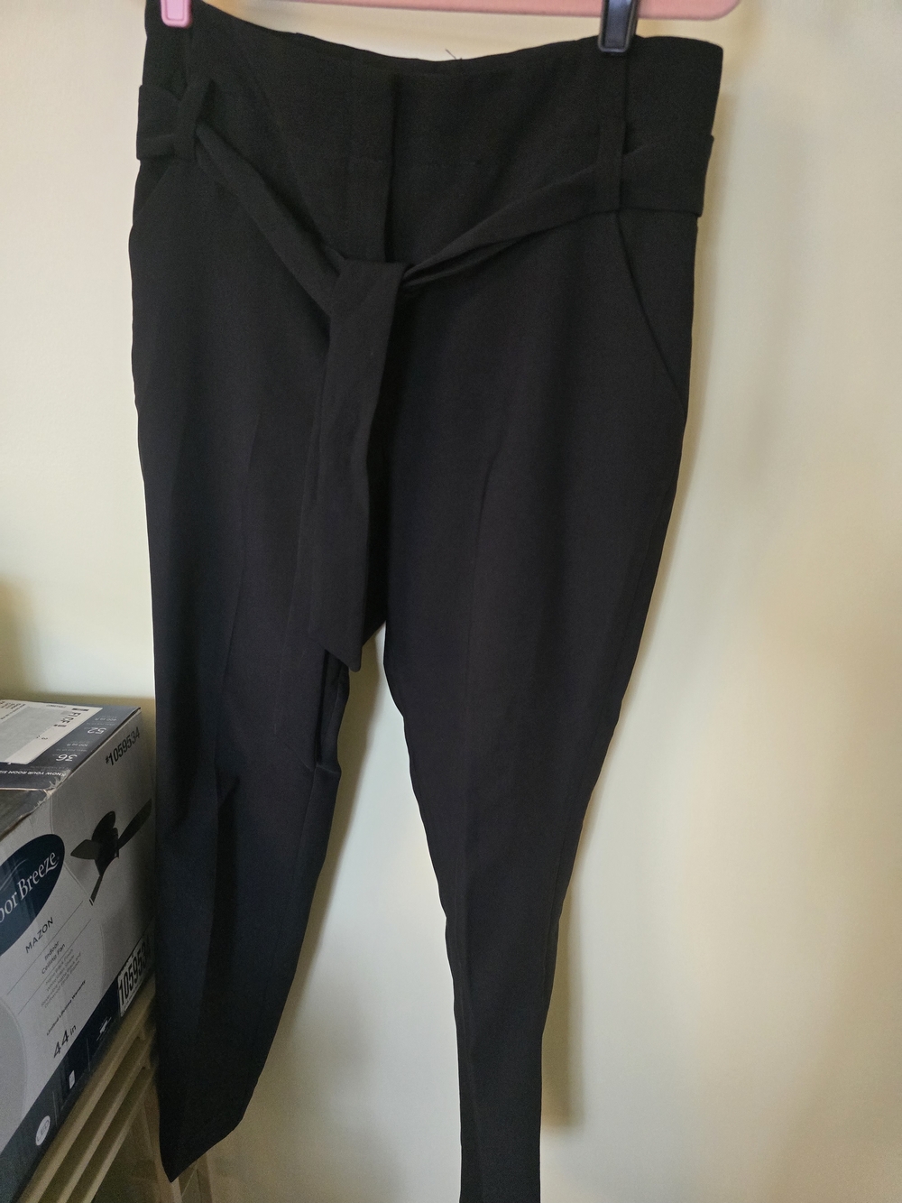 Women's Black Ankle Crop Tie-Waist Pants
